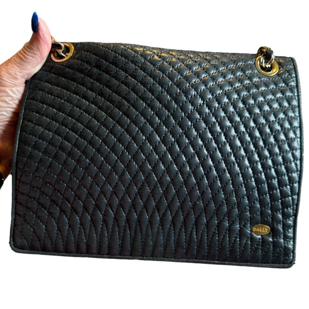 Bally-Authentic-Calf Skin Quilted Leather Black shoulder / crossbody bag - Picture 15 of 16